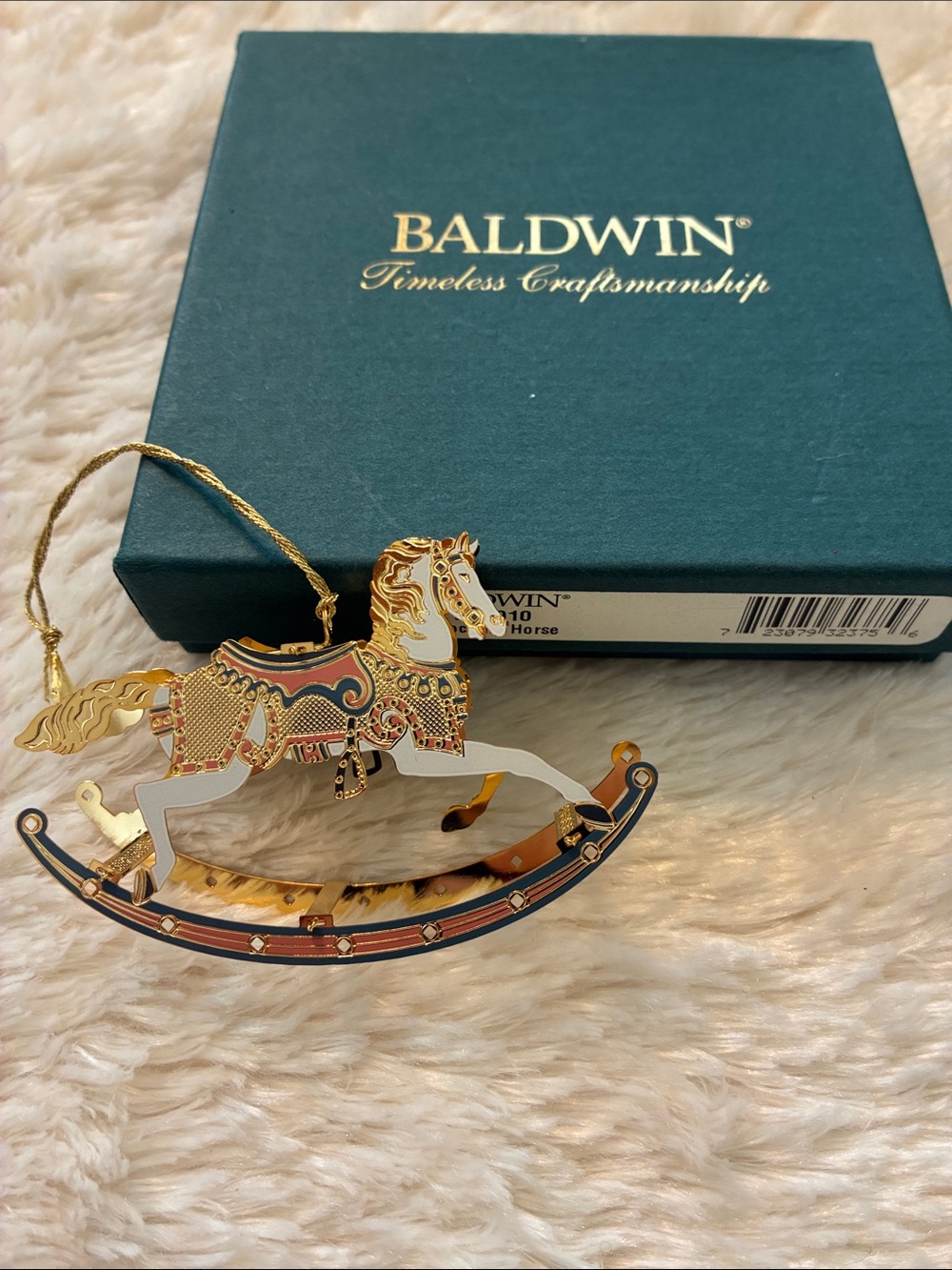 Vintage Baldwin Brass with 24k gold overlay Rocking Horse Ornament